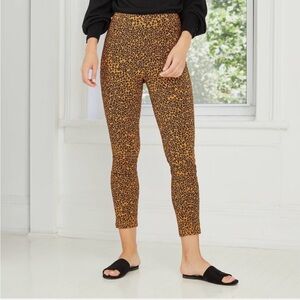 Who What Wear Women's Leopard Print Cropped Pull-On Pants - Brown/Black